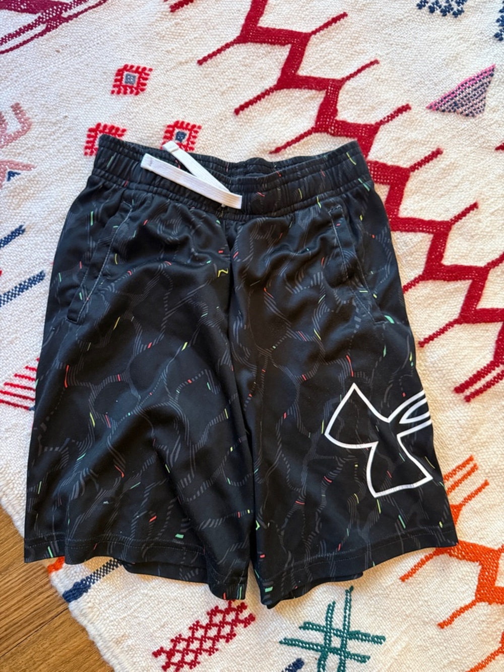 Under Armour Black Boys' Athletic Shorts with Neon Speckle